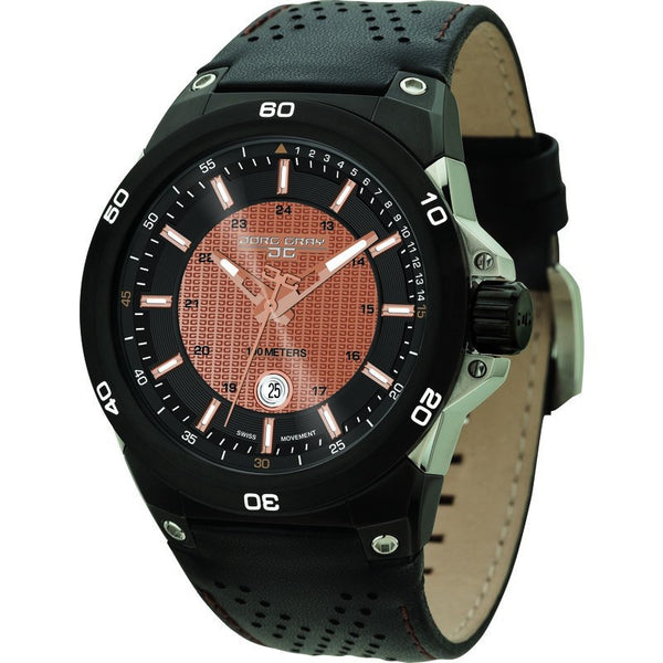 Jorg Gray JG7800-12 Black & Bronze Three Hand Men's Watch | Leather