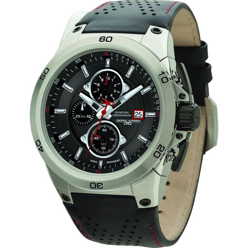 Jorg Gray JG7800-21 Black Chronograph Men's Watch | Leather
