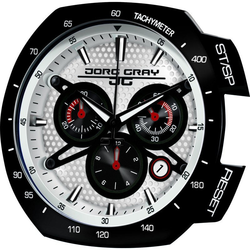 Jorg Gray JG8300-22 White w/ Black Chronograph Men's Watch | Silicone