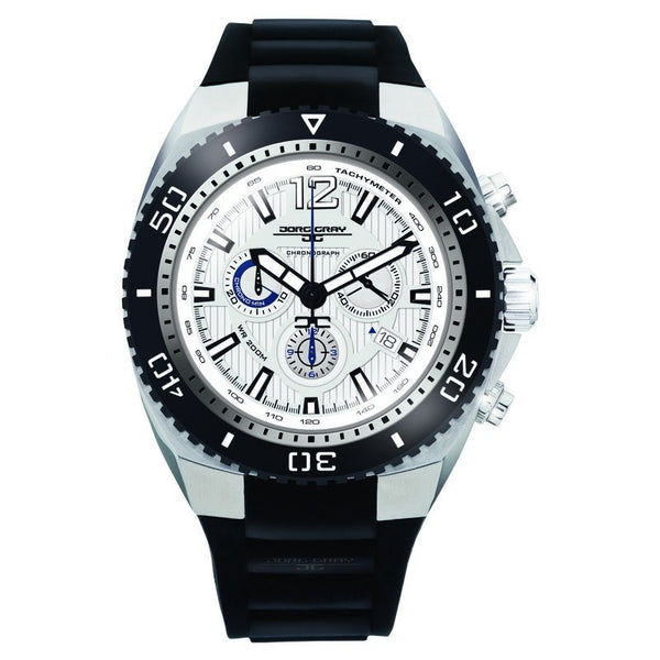 Jorg Gray JG9700-22 White w/ SIlver Chronograph Men's Watch | Silicone