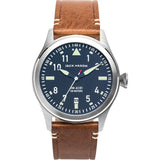 Jack Mason Aviator Navy 3-Hand Stainless Steel Watch | Saddle Leather JM-A101-004