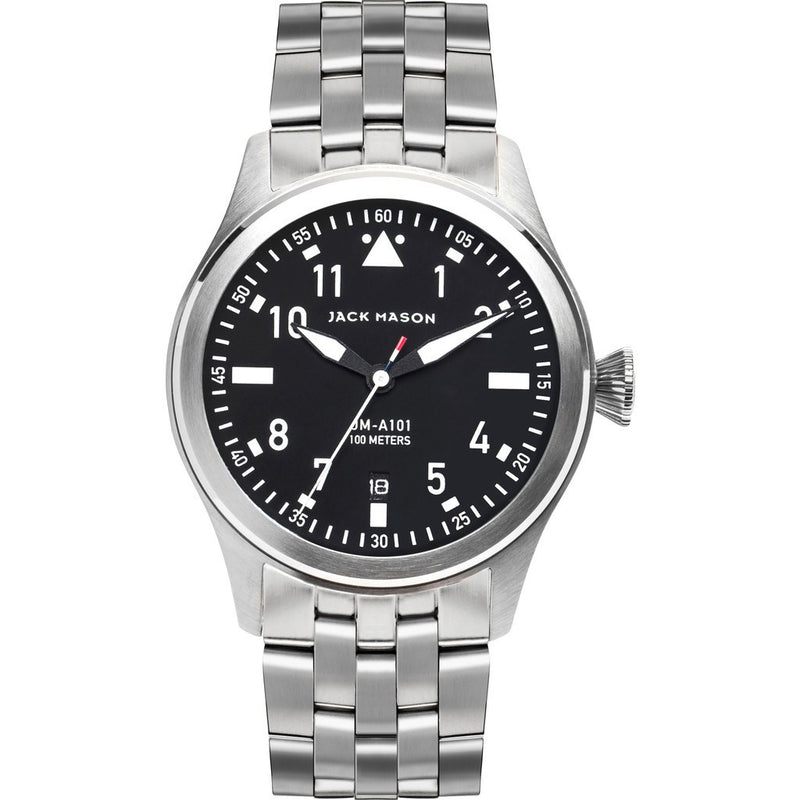 Jack Mason Aviator 3-Hand Black Watch Steel JM-A101-010 – Sportique