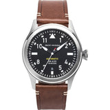 Jack Mason Aviator Black Automatic Stainless Steel Watch | Brown Leather JM-A101-014