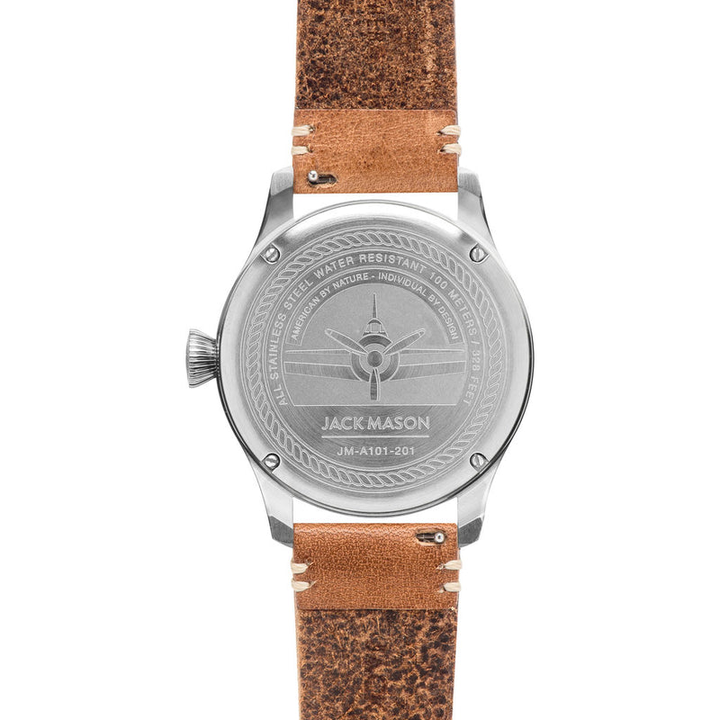 Jack Mason White Aviator 3-Hand Stainless Steel Watch 42mm Saddle