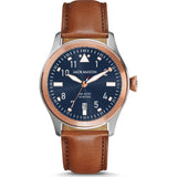 Jack Mason Blue Aviator 3-Hand Two Tone Watch | Tan Leather JM-A101-402