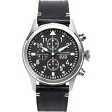 Jack Mason Aviator Black Chronograph Stainless Steel Watch | Black Leather JM-A102-015