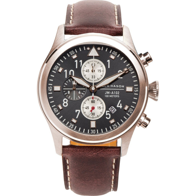 Jack Mason Aviator JM-A102-108 Chronograph Watch Brown Leather JM