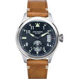 Jack Mason Black Aviator Sub Second Stainless Steel Watch 45mm | Tan Leather JM-A301-002
