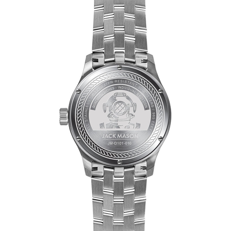 Jack Mason White Diver 3-Hand Stainless Steel Watch| Steel JM-D101-016