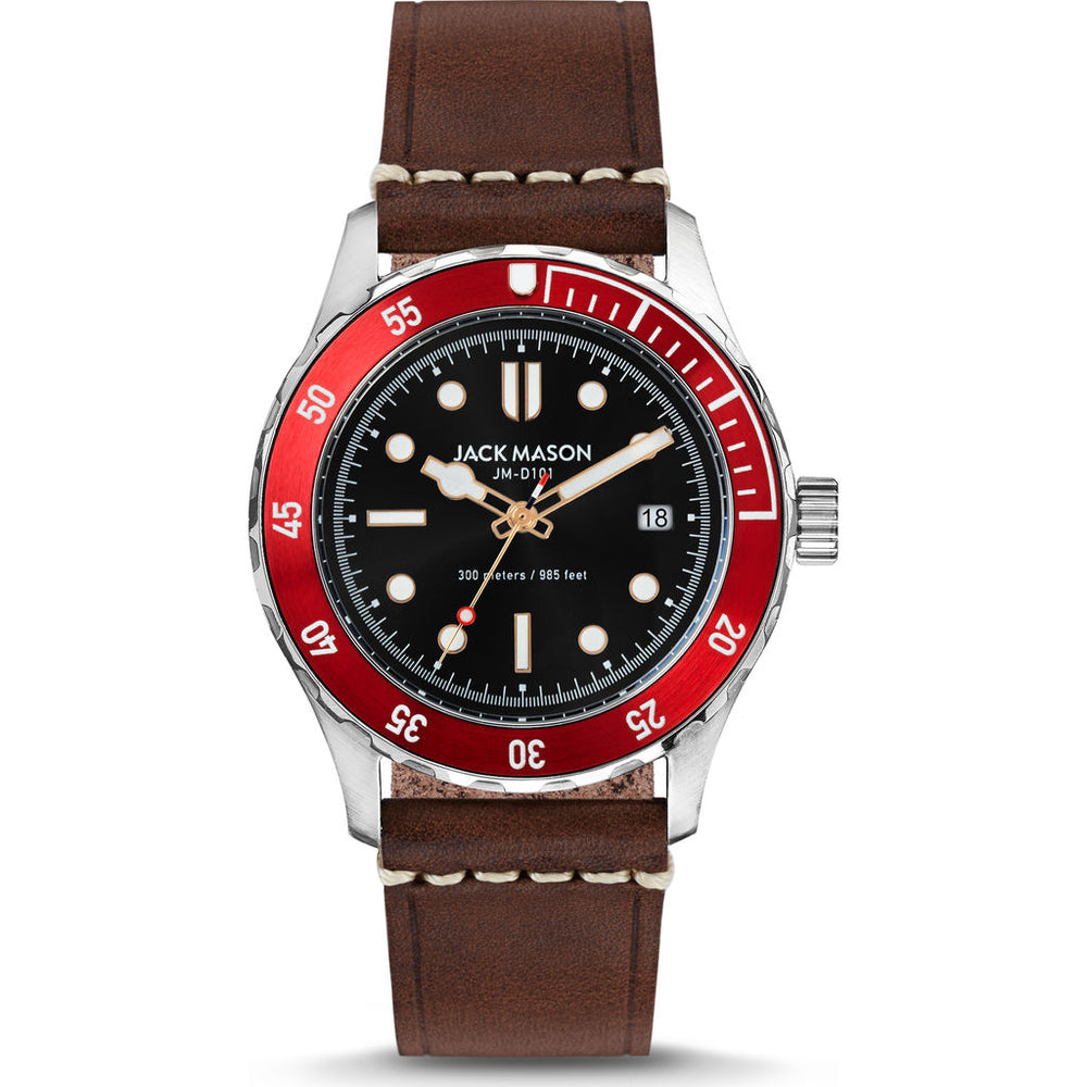 Jack Mason Black Diver 3-Hand Stainless Steel Watch | Brown