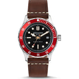 Jack Mason Black Diver 3-Hand Stainless Steel Watch | Brown Leather JM-D101-018