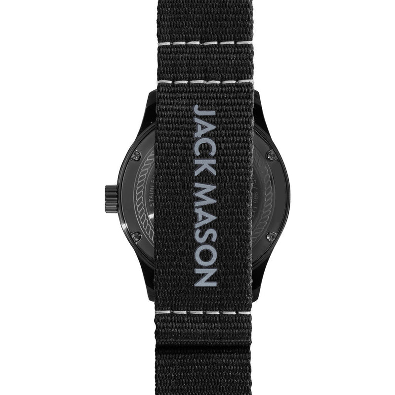 Jack Mason Black Diver 3-Hand Stainless Steel Watch | Black Nylon JM-D101-019