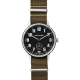 Jack Mason Black Field Sub Second Stainless Steel Watch | Olive Nylon JM-F401-003