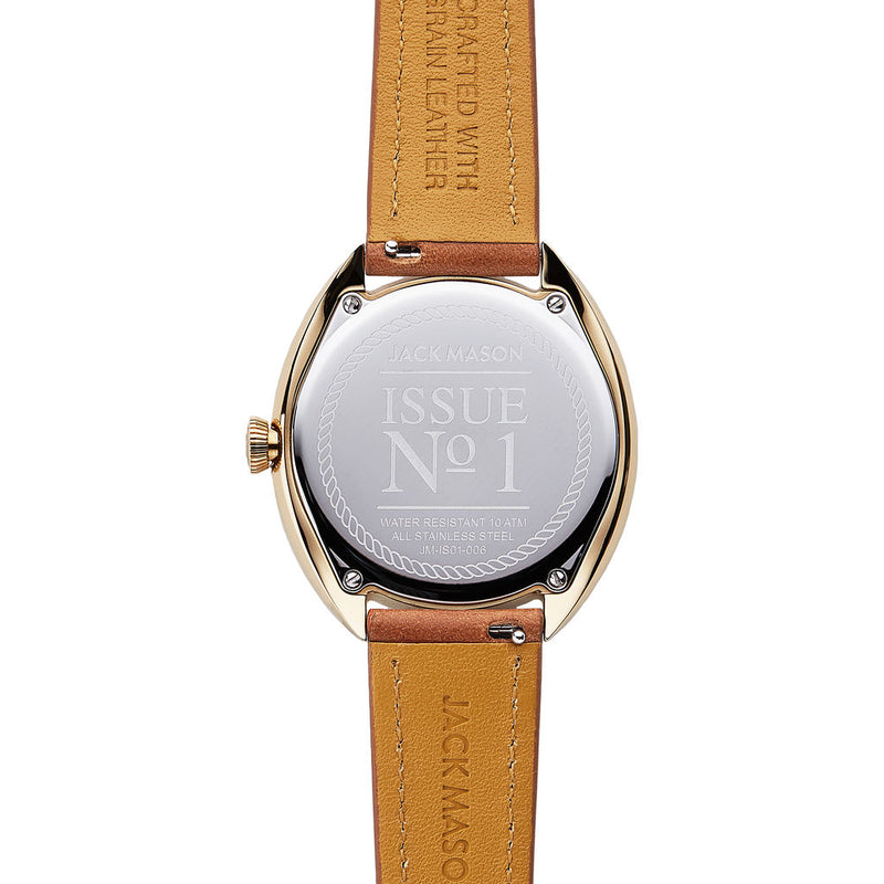 Jack Mason White Issue No. 1 Sub Gold Steel Watch | Tan Leather JM-IS01-006