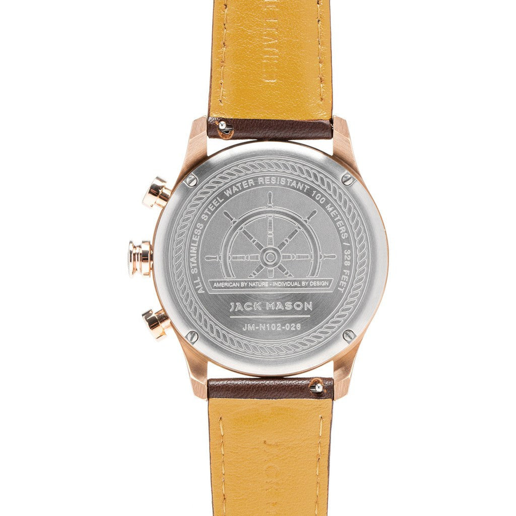 Jack Mason Nautical Chrono Watch Leather JM-N102-026 – Sportique Jack Mason Nautical Chrono Watch Leather JM-N102-026 – Sportique