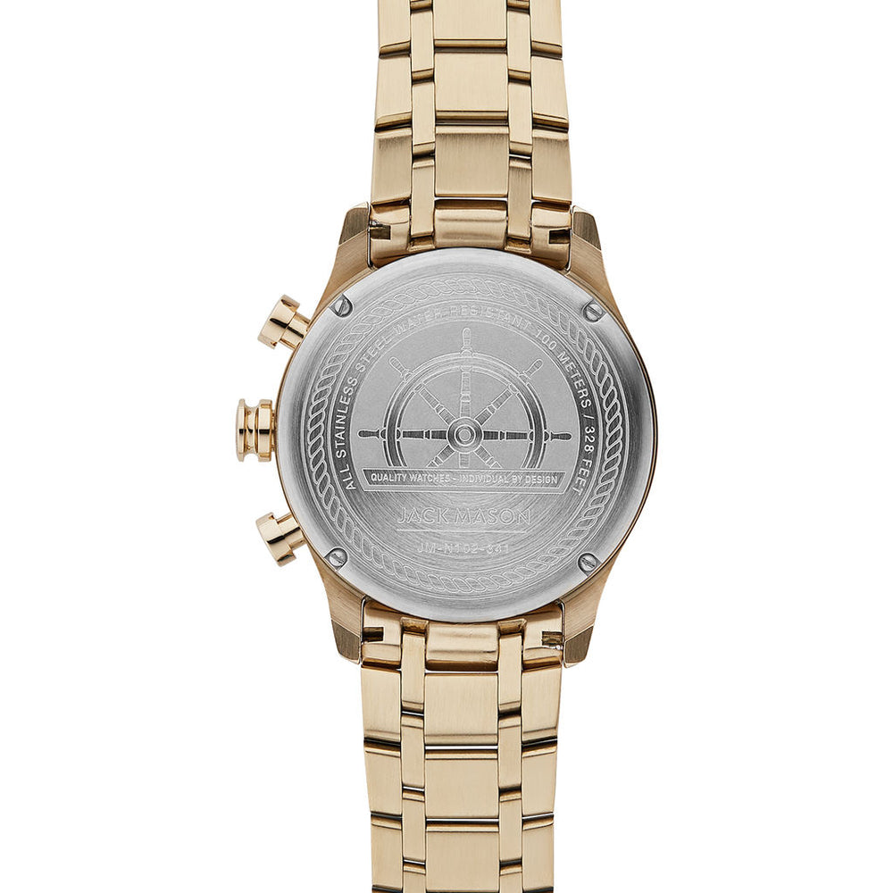 Jack Mason White Nautical Chronograph Gold Watch Steel – Sportique