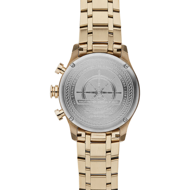 Jack Mason White Nautical Chronograph Gold Watch | Steel  JM-N102-341