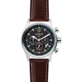 Jack Mason Black Nautical Chronograph Stainless Steel Watch | Brown Leather JM-N112-003