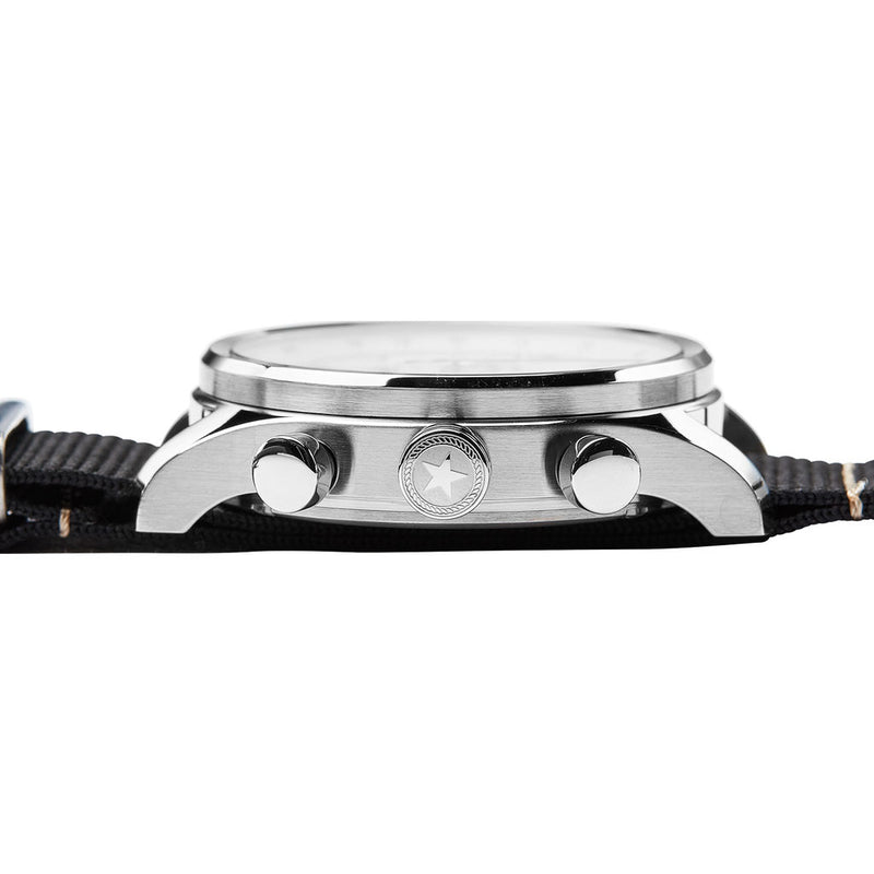 Jack Mason White Nautical Chrono Stainless Steel Watch | Black Nylon JM-N112-006