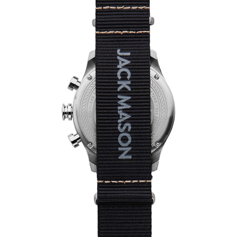 Jack Mason White Nautical Chrono Stainless Steel Watch | Black Nylon JM-N112-006