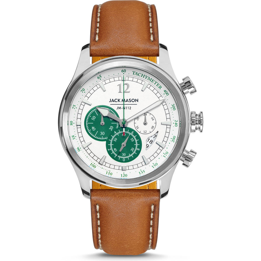 Jack Mason Nautical Chronograph Watch | Green/Tan Leather – Sportique