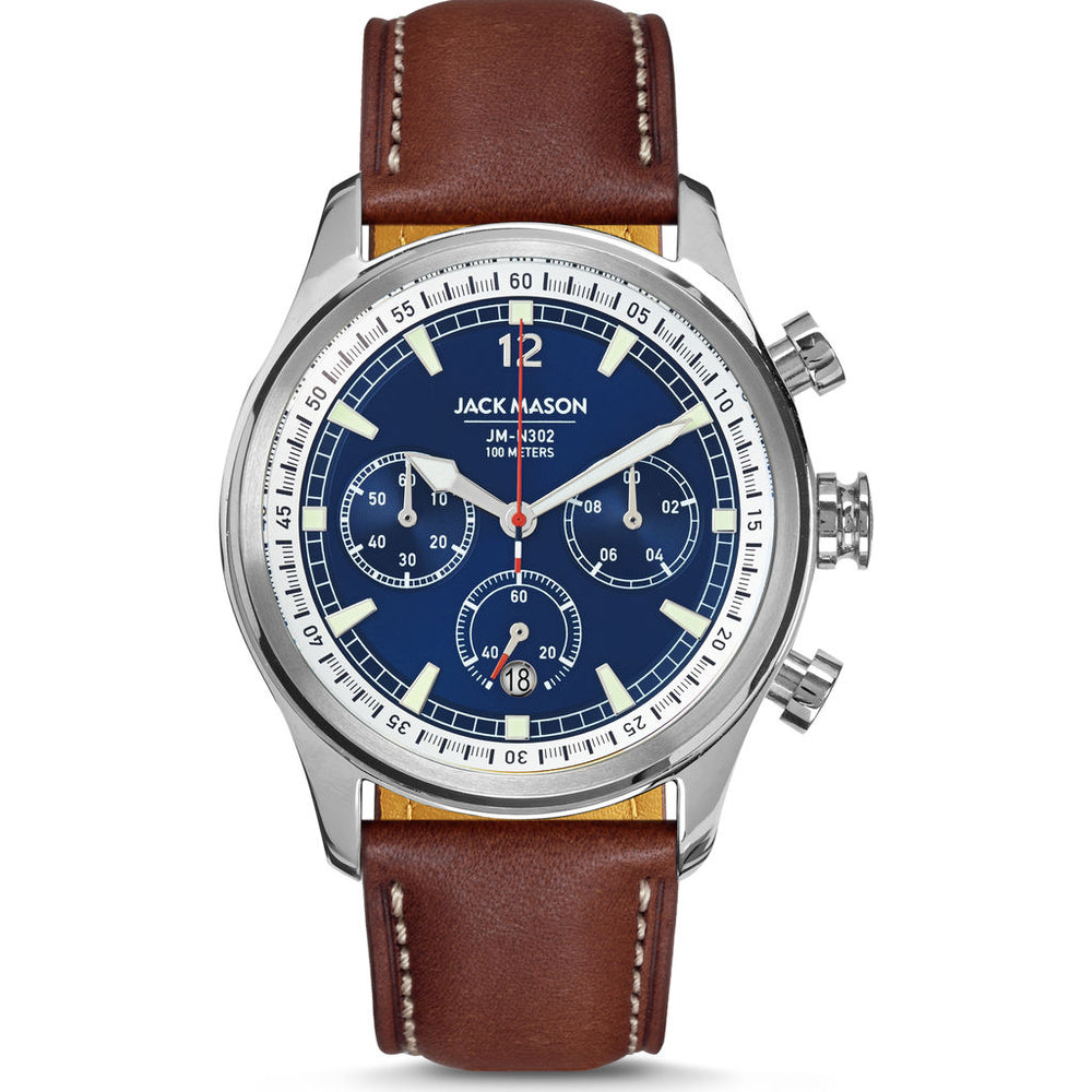 Jack Mason Navy Nautical Chronograph Stainless Steel Watch | Brown