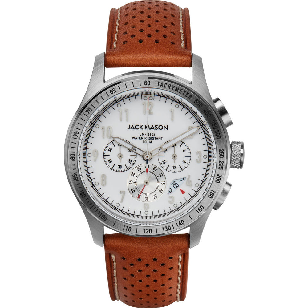 Jack Mason White Racing Chronograph Stainless Steel Watch 42mm Tan