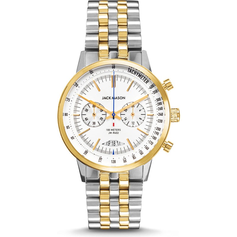Jack Mason Racing Chronograph Watch | White/Gold/Silver JM-R402-011