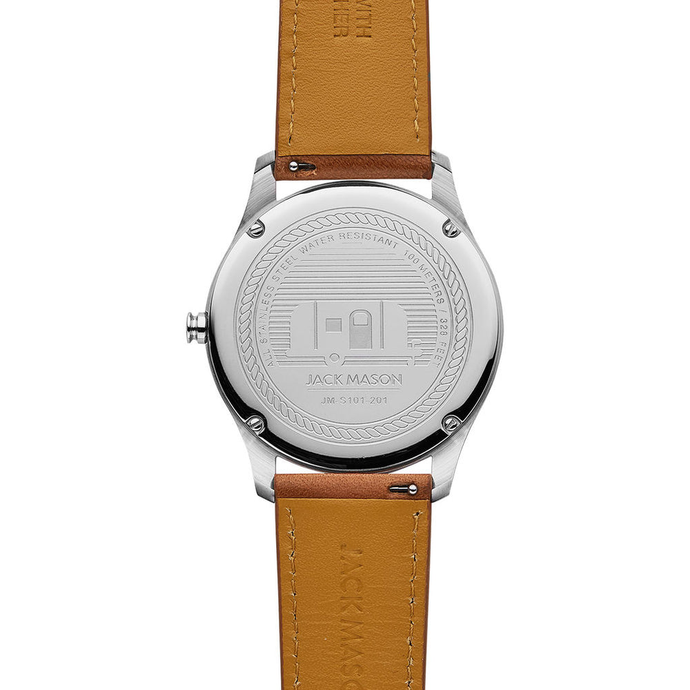 Jack Mason Gray Slim 2 Hand Stainless Steel Watch Tan Leather