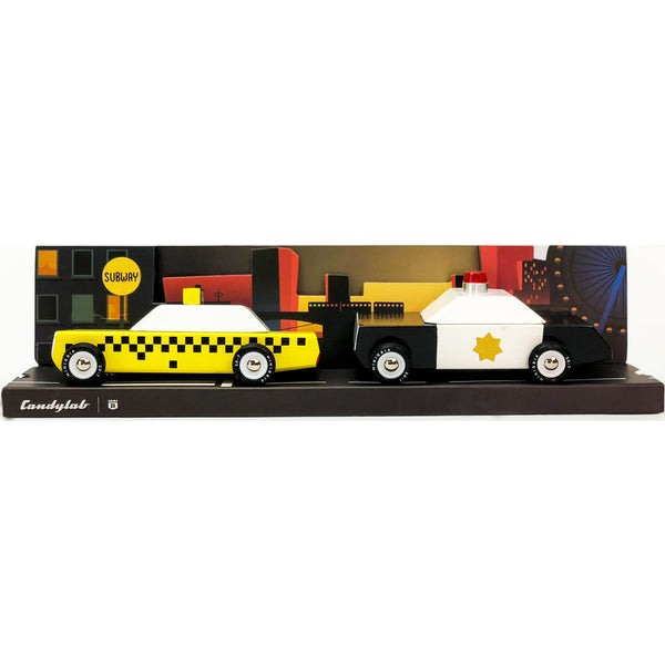 Candylab Junior City Scrape Set Wooden Toy | Taxi/Police MN02
