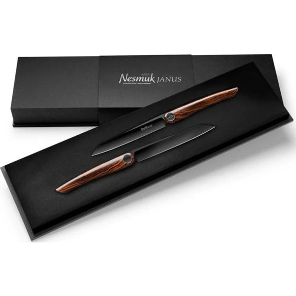 Nesmuk Janus Steak Knife Set of Two Desert Iron Wood