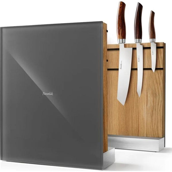 Nesmuk Knife Holder Natural Oak Wood, Grey Glas