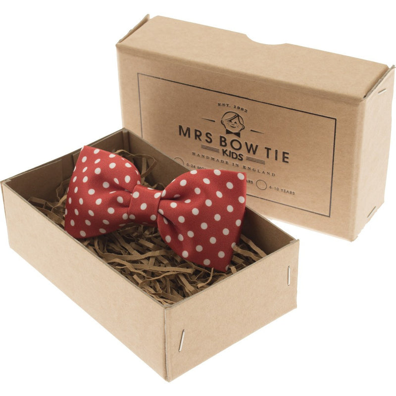 Mrs Bow Tie Dotty Junior Ready-Tied Bow Tie | Red 2-5 Years KIDS143
