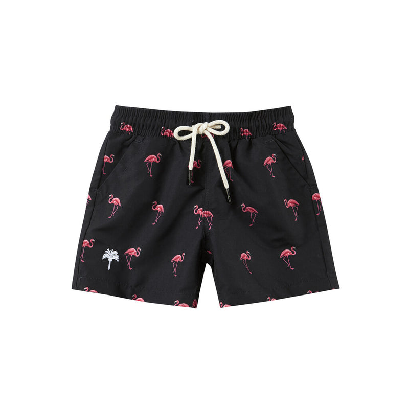 Oas Kids Black Flamingo Swim Shorts 