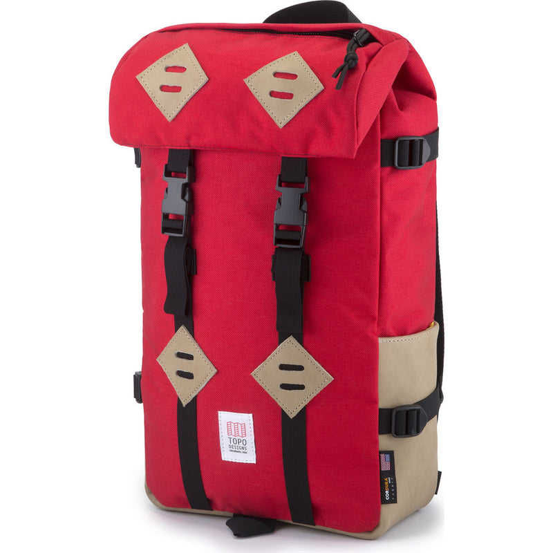 Topo Designs Klettersack Backpack | Red/Khaki Leather