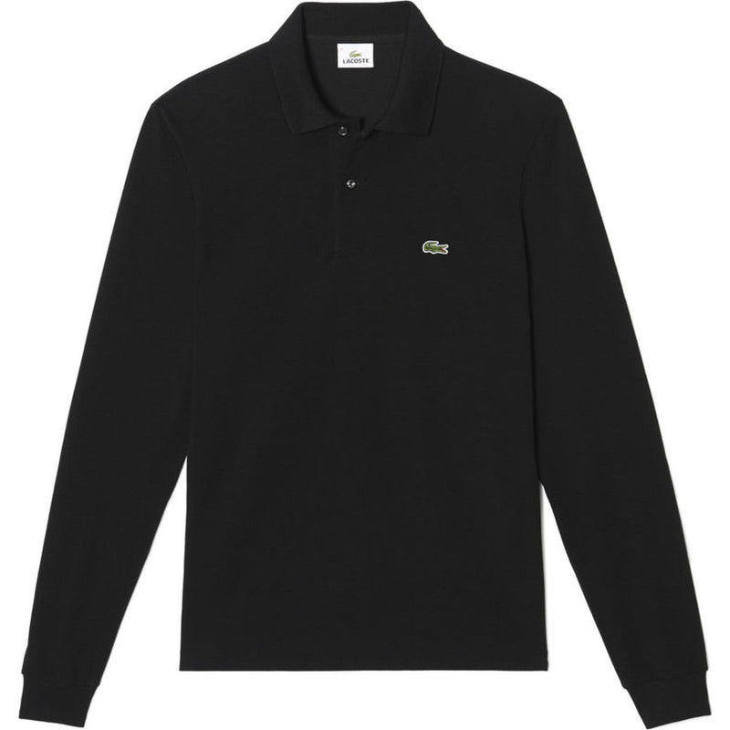 Lacoste Long Sleeve Chine Pique Men's Polo Shirt | Black