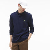 Lacoste Long Sleeve Chine Pique Men's Polo Shirt | Navy Blue