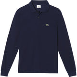 Lacoste Long Sleeve Chine Pique Men's Polo Shirt | Navy Blue