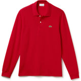 Lacoste Long Sleeve Chine Pique Men's Polo Shirt | Red