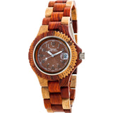 Tense Small Compass Watch | Dual Tone Sandalwood/Rosewood L4100I-BR