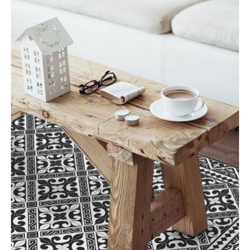 Beija Flor L9 B&w Fleur De Lys Tile Mat