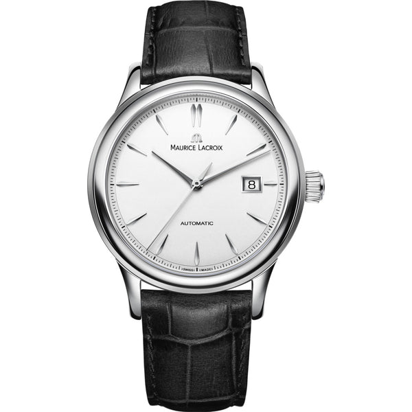 Maurice Lacroix Les Classiques Date 40mm Watch | Silver/Black Leather LC6098-SS001-130-1