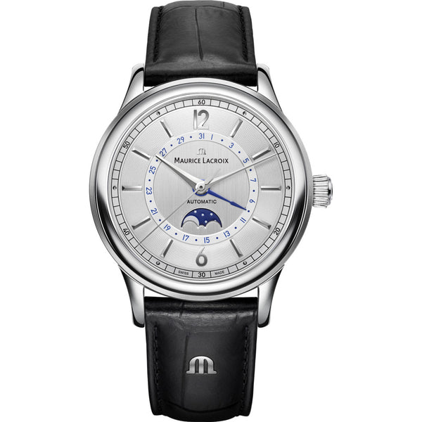 Maurice Lacroix Les Classiques Moonphase 40mm Watch | Grey/Black Leather LC6168-SS001-120-1
