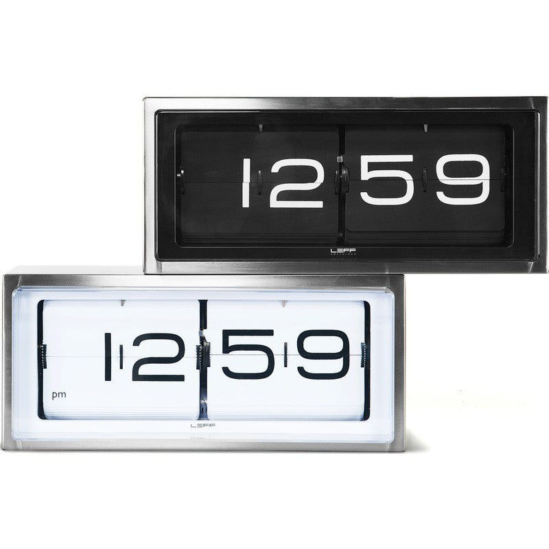 LEFF Amsterdam Brick Wall/Desk Clock | Stainless Steel/White