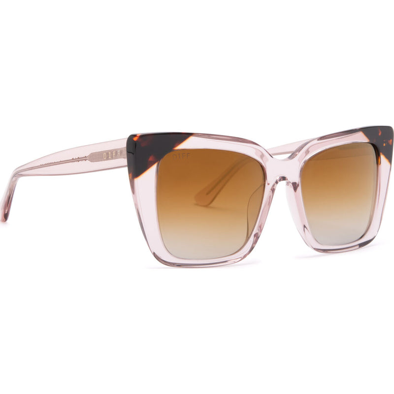 DIFF Eyewear Lizzy Sunglasses | Light Pink Crystal + Brown Gradient Lens