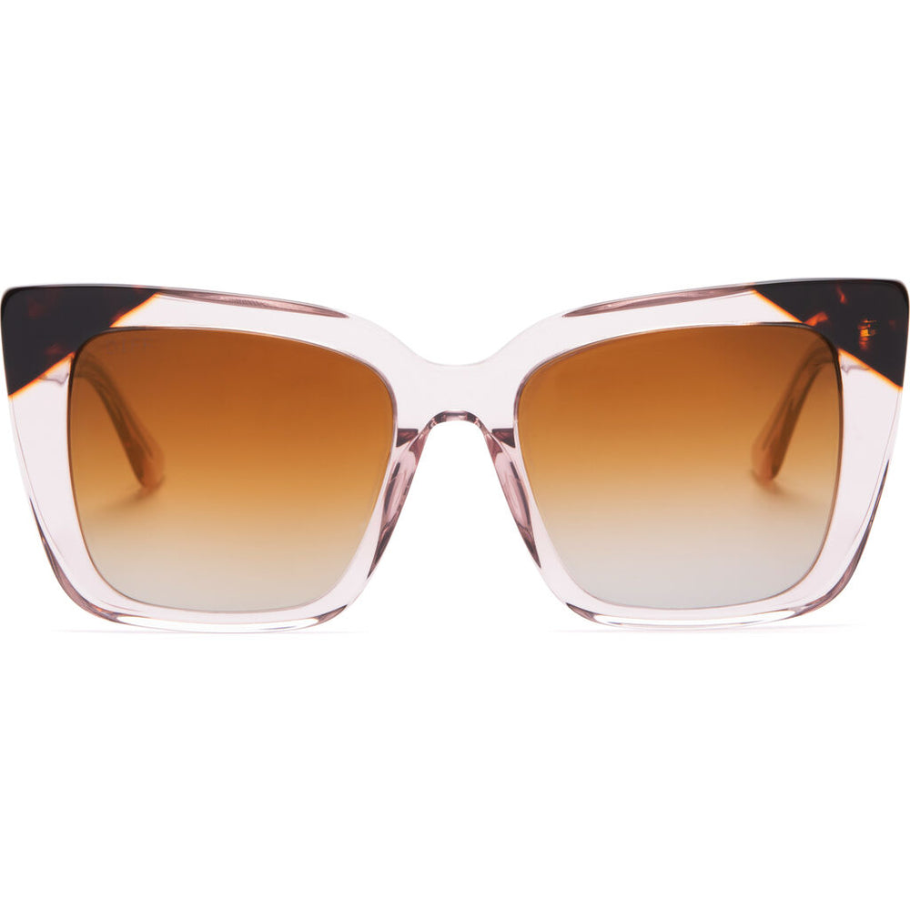 Diff Light pink crystal fleur tips brown gradient sunglasses Bella Square Sunglasses | Light Pink Crystal & Wine Gradient  main image 2