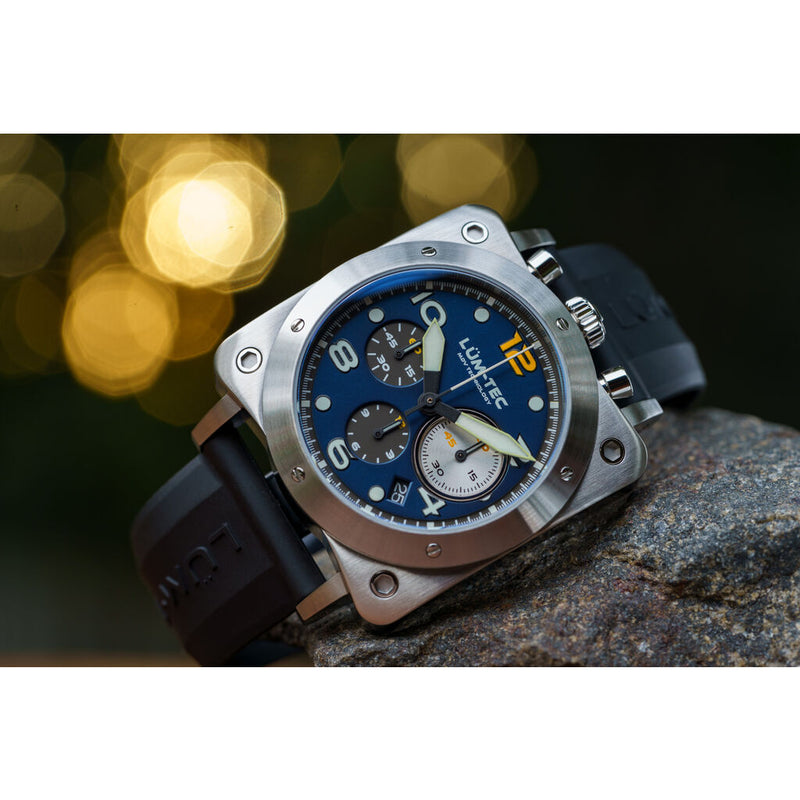 Lum-Tec Bull42 A25 Chronograph Watch | Black Rubber Strap