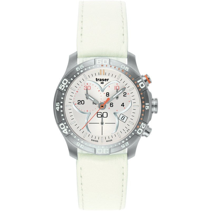 traser H3 Ladyline T7392 Ladytime Chrono Silver Women's Watch | Leather Strap