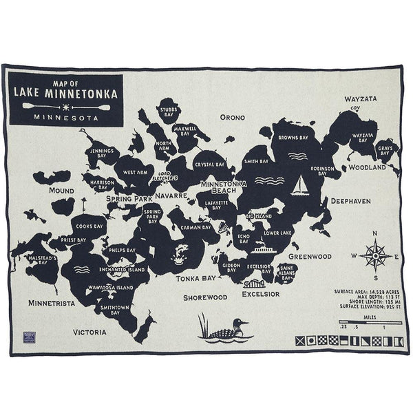 Faribault Lake Minnetonka Map Throw | Wool
