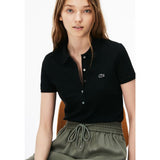 Lacoste Slim Fit Stretch Cotton Pique Women's Sleeve Polo Shirt | Black